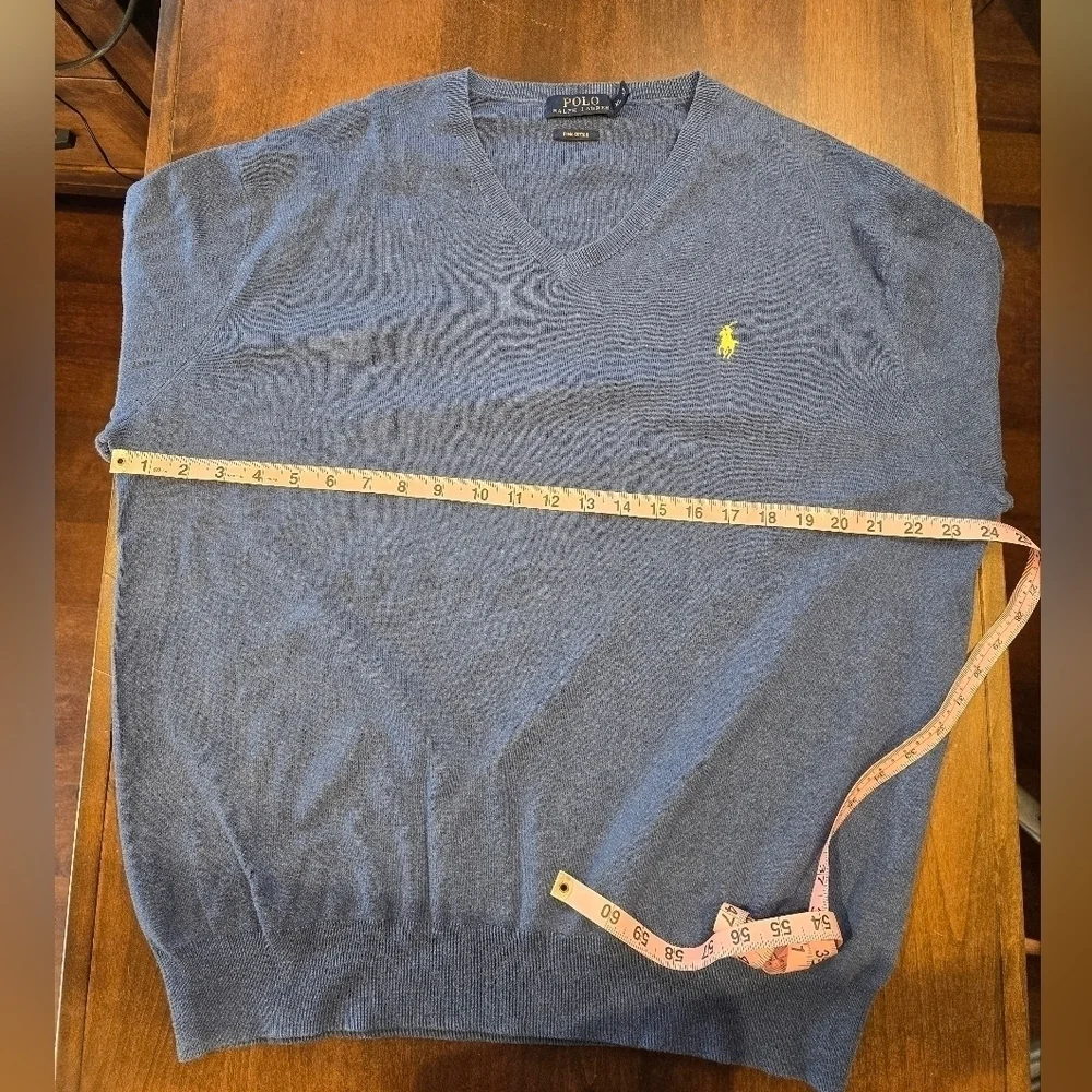 Polo by Ralph Lauren Blue V-Neck Sweater XL